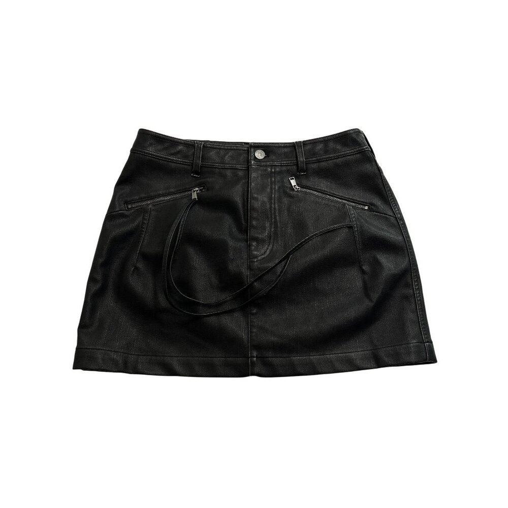 Matin Kim Zipper Pocket Washed Faux Leather Mini Skirt in Black